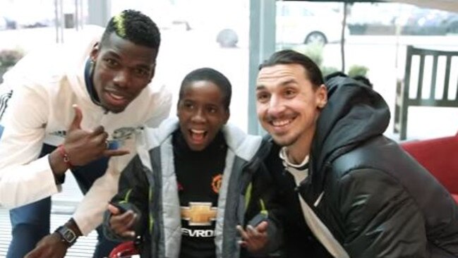 11-year-old Samuel meeting his football idols, Pogba and Ibrahimovic.