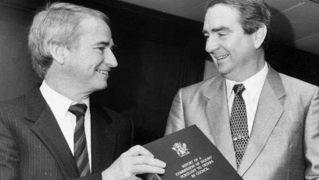 As premier, Mike Ahern received the report from Commissioner Tony Fitzgerald’s inquiry into corruption in July 1989.