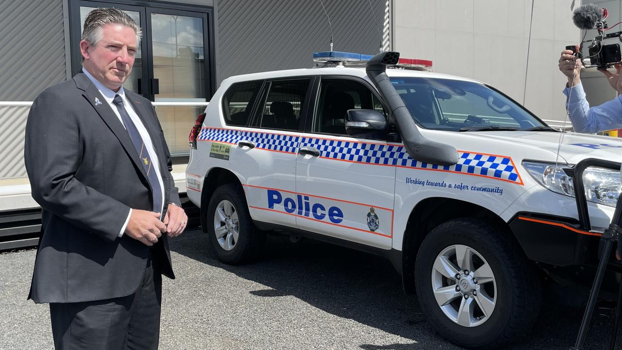 Chief Inspector Detective Garry Watts speaks to media at Dalby police station after the death of Miles man Jonathan Martin in March 2023. Picture: Emily Devon