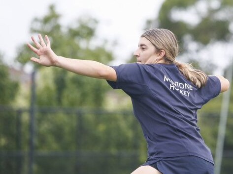 Evie Stansby in the warm-up at Camberwell Grammar.