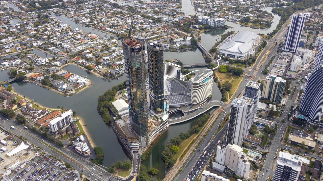 Tower 2 of The Star Gold Coast at Broadbeach has topped out ahead of its opening in 2025. Picture: Supplied