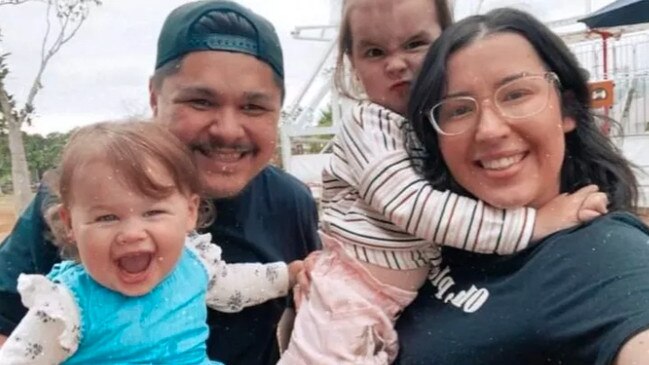 Andy Lay, head chef at Campbelltown's Hermitage Restaurant, was diagnosed with brain cancer. Pictured with his wife Charnee and daughters Didi (2) and Delilah (4).