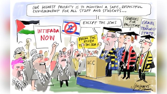 University chancellors and vice-chancellors are failing to give name to the scourge of anti-Semitism rearing its ugly, dangerous head. Illustration: Johannes Leak