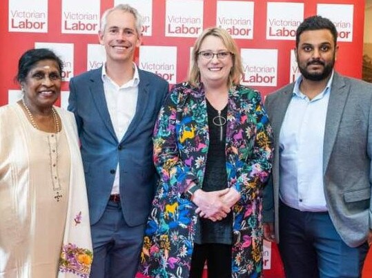 Ministers Andrew Giles and Ros Spence (C) at the October 16 Tamil Labor fundraiser.