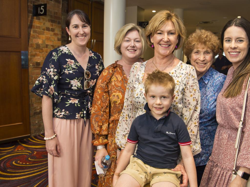 Excited to see the show are (from left) Nadia Robotham, Jenna Goleby, Maree Robotham, Harrison Goleby, Jean Kuhn and Kait Robotham at Once Upon a Time presented by Dance Central junior school at Empire Theatres, Saturday, November 9, 2019. Picture: Kevin Farmer