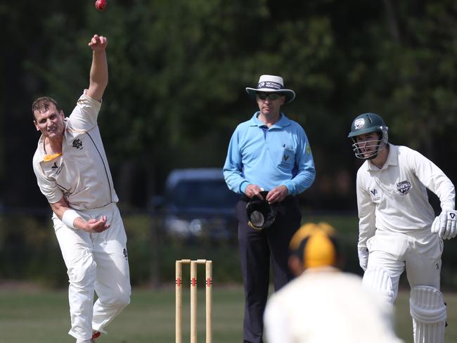 Allan Wise sends one down during his playing days. Picture: Stuart Milligan