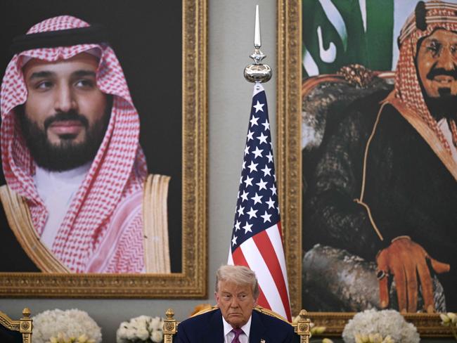 US President Donald Trump sits for a meeting with the Saudi Crown Prince. Picture: AFP