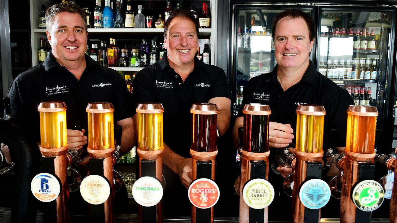 Brothers Tony Coleman, Michael Coleman and Justin Coleman, pictured in 2018 at the opening of The Landmark @ Gateway. Picture: Justin Kennedy