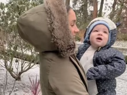 Meghan and baby Archie in Canada. Picture: Netflix