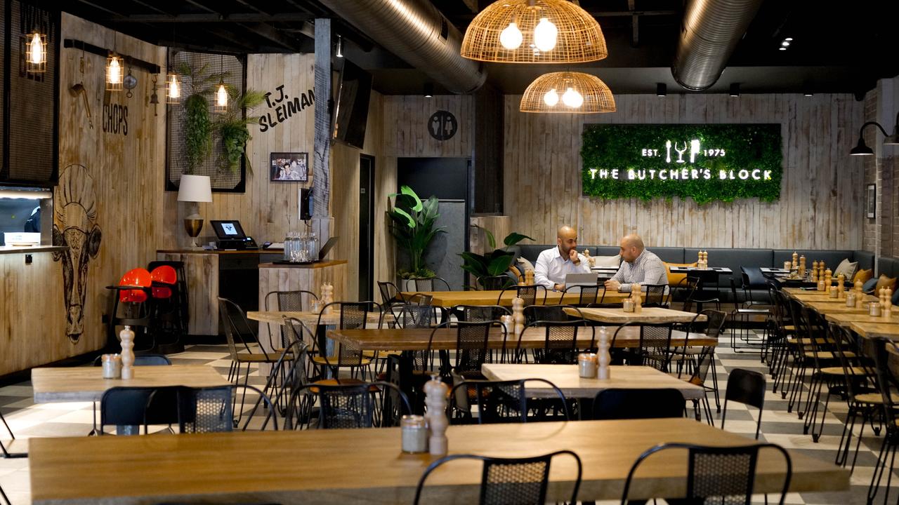 An empty Butcher’s Block restaurant.