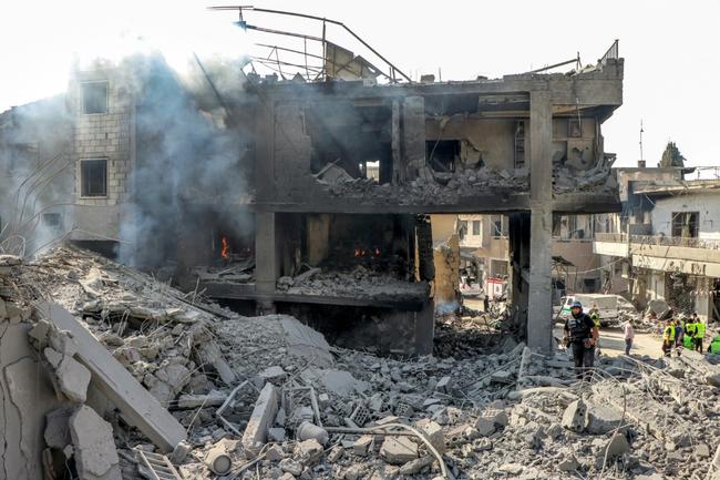 A building destroyed by an Israeli air strike on the village of Qana in southern Lebanon