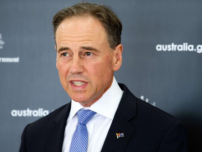 MELBOURNE, AUSTRALIA- NewsWire Photos APRIL 04 2021:   Australian Health Minister Greg Hunt provides a COVID update at Mount Martha Surf Club. Picture: NCA NewsWire / Sarah Matray