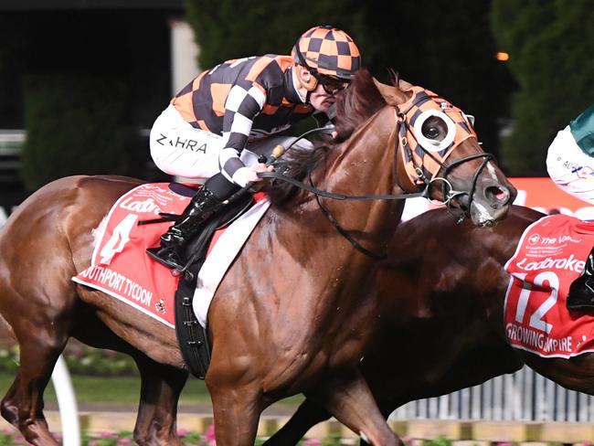 Southport Tycoon ridden by Mark Zahra wins the Ladbrokes Manikato Stakes at Moonee Valley Racecourse on September 27, 2024 in Moonee Ponds, Australia. (Photo by Brett Holburt/Racing Photos via Getty Images)