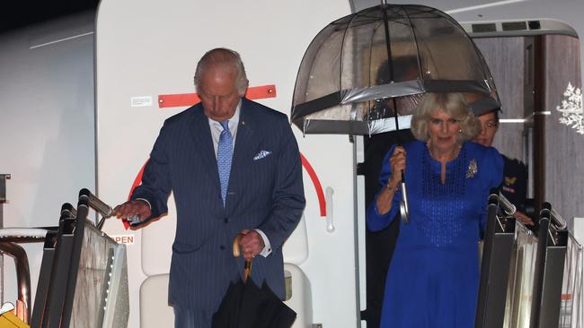 King Charles III And Queen Camilla arrive at Sydney Airport on Friday night. Picture: Chris Jackson/Getty Images