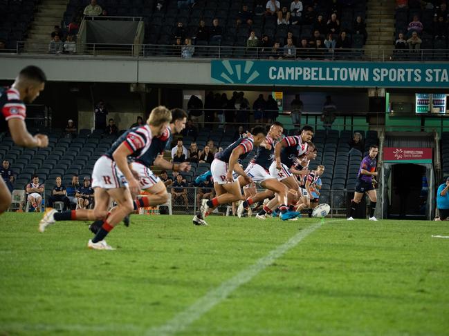 The Roosters kick off in the SG Ball Cup. Picture: Thomas Lisson