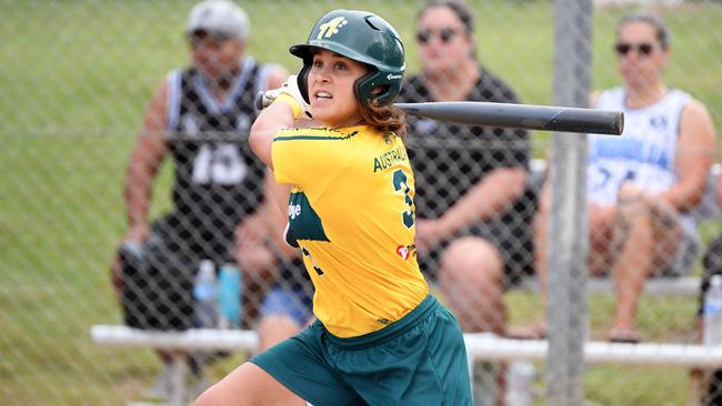 Carmelle Sorensen playing for Australia Credit: Softball Australia