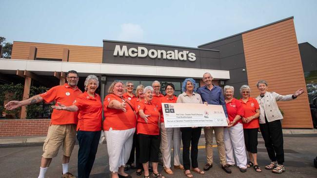 Dave Munro, who owns the Coffs Harbour and Grafton McDonalds donated funds this morning to the Red Cross Bushfire Appeal. Picture: Trevor Veale