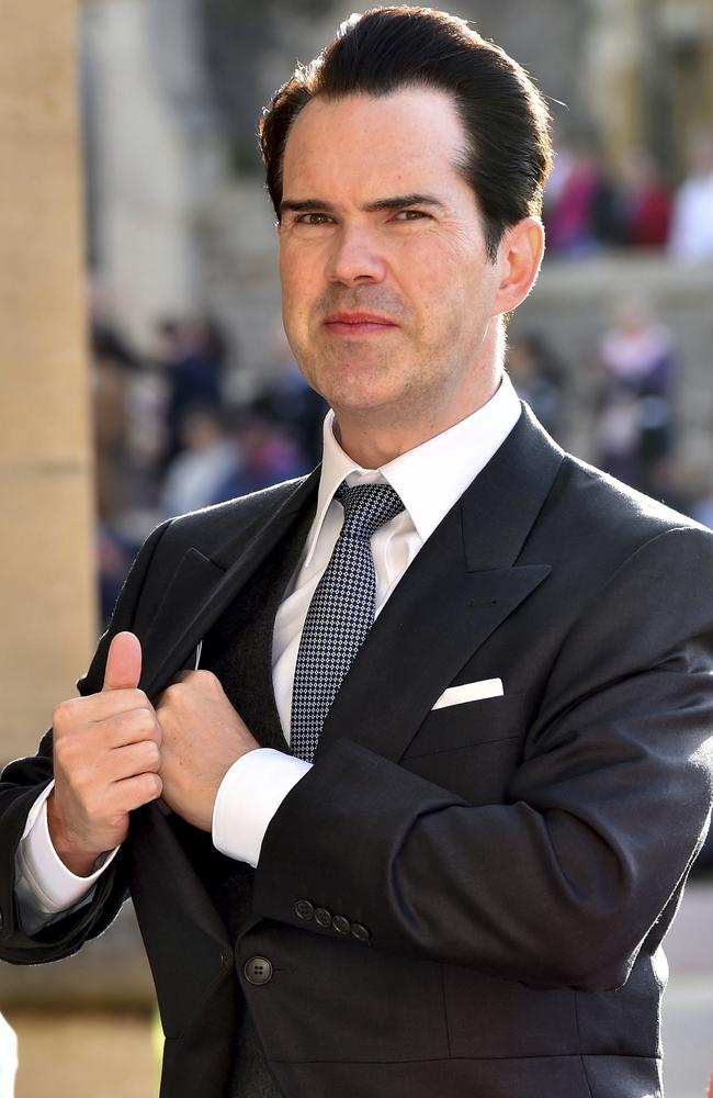 Jimmy Carr arrives for the wedding of Princess Eugenie of York and Jack Brooksbank at St George’s Chapel, Windsor Castle, near London, England, Friday Oct. 12, 2018. (Matt Crossick/Pool via AP)
