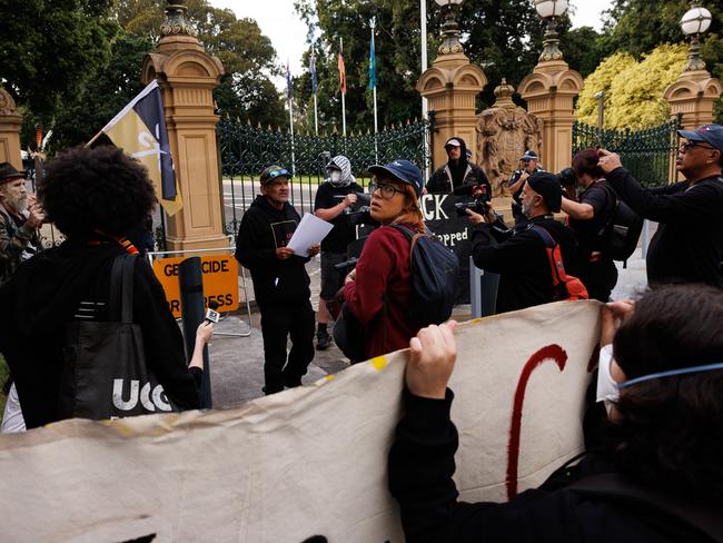 Protesters outside Government House gates. Picture: Nadir Kinani