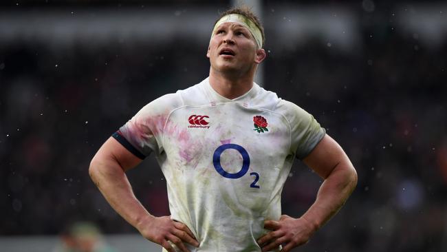 Dylan Hartley of England looks dejected during the Six Nations.