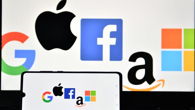 Google, Apple, Facebook, Amazon and Microsoft are in the firing line. Picture Justin Tallis for AFP