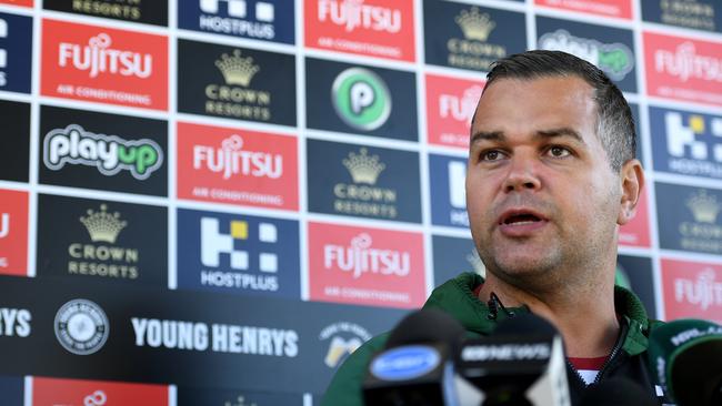 Anthony Seibold speaks to the media.