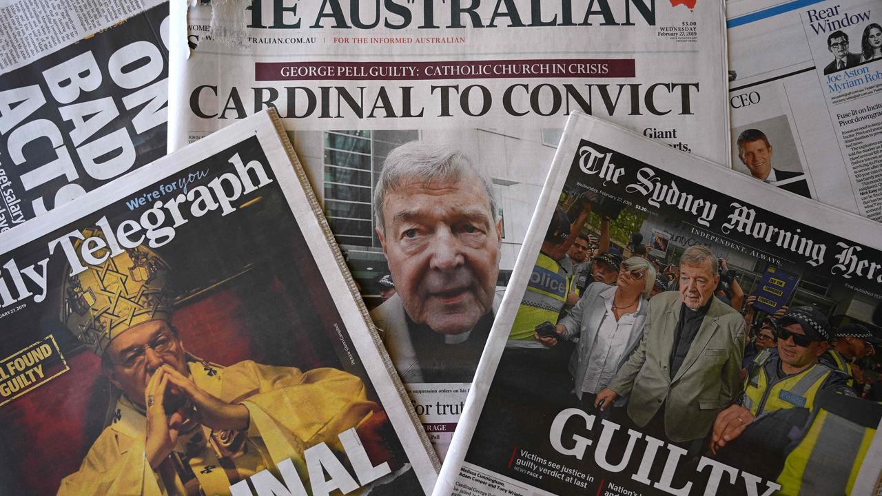 George Pell’s bail was revoked this week after he was found guilty last December. Picture: AFP