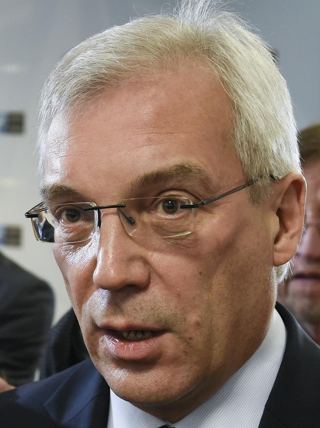 Russia’s representative to NATO Alexander Grushko said that peacekeeping forces will be entering a conflict zone even in the event of a ceasefire between Ukraine and Russia. Picture: AFP