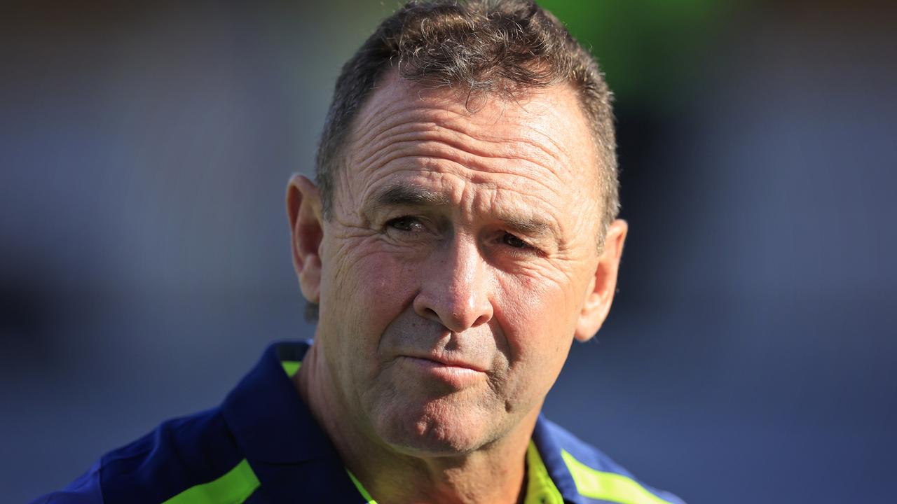 SYDNEY, AUSTRALIA - FEBRUARY 18: Raiders coach Ricky Stuart looks on during the NRL Trial match between the Sydney Roosters and the Canberra Raiders at Leichhardt Oval on February 18, 2022 in Sydney, Australia. (Photo by Mark Evans/Getty Images)