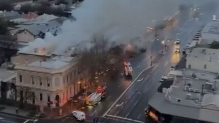 A fire hit the heritage-listed Oxford Hotel on July 27, 2024 Picture: 7NEWS