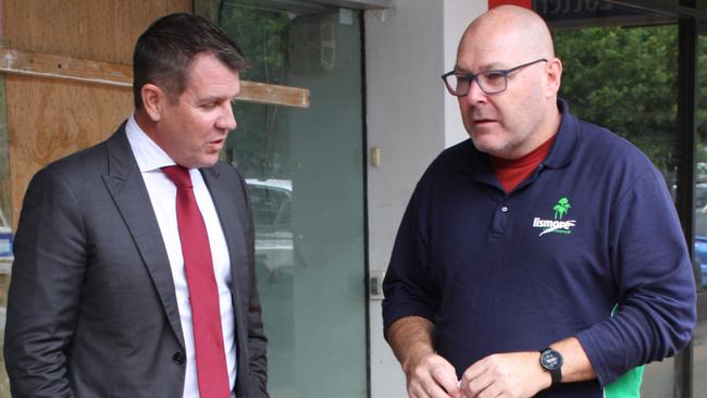 Left: HammondCare CEO Mike Baird with Lismore Mayor Steve Krieg at the announcement of HammondCare regional office in Molesworth Street. Picture Kelvin Bissett