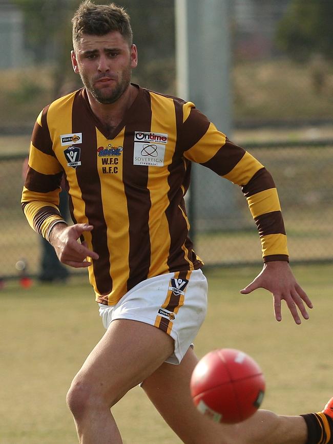 Tom Gawthrop in action for Woodend-Hesket. Picture: Hamish Blair