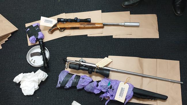 Firearms allegedly seized by rural crime investigators under Strike Force Carribee, set up to investigate a series of arson attacks and an armed robbery across Upper Hunter. Picture: NSW Police