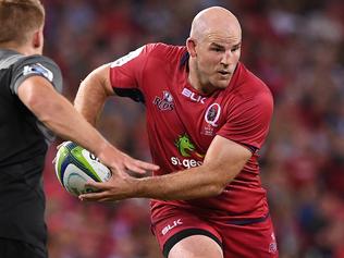 Reds player Stephen Moore during the 3rd round Super Rugby match between the Queensland Reds and the Canterbury Crusaders at Suncorp Stadium in Brisbane, Saturday, Mar. 11, 2017. (AAP Image/Dave Hunt) NO ARCHIVING, EDITORIAL USE ONLY