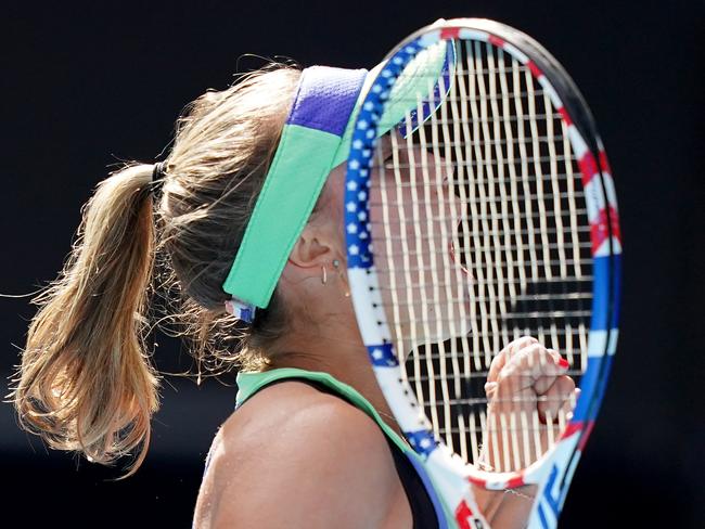 Sofia Kenin after securing the comeback win. Picture: AAP/Michael Dodge