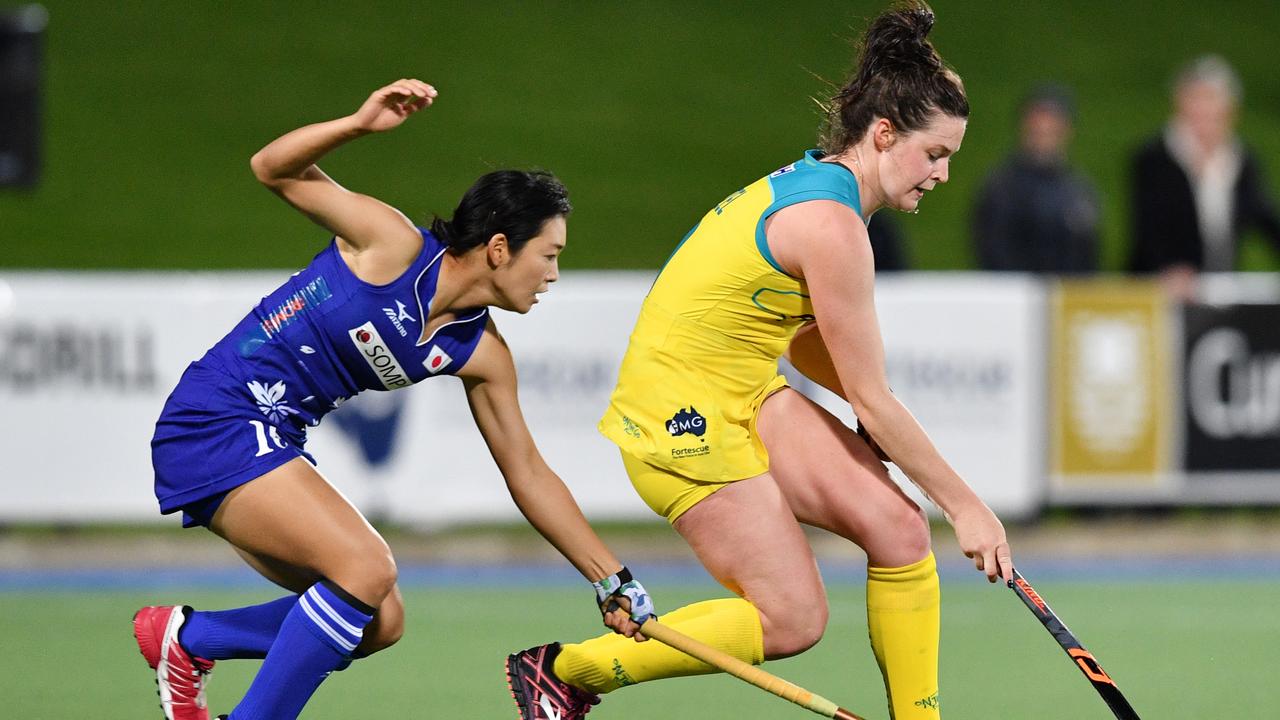 Brazel in action against Japan. Picture: AAP Image/David Mariuz