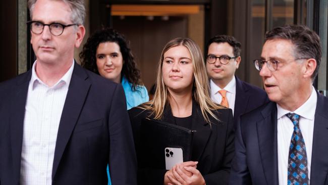 Mr Sharaz accompanied Ms Higgins to the Federal Court as she gave evidence for Network Ten, but he did not enter the courtroom when his fiance took the stand. Picture: NCA NewsWire / David Swift