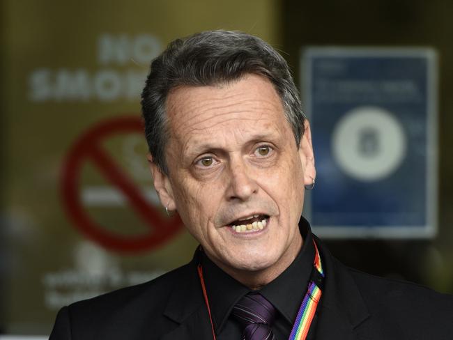 MELBOURNE, AUSTRALIA - NewsWire Photos NOVEMBER 16, 2021: Animal Justice Party's Andy Meddick speaks to the media at Parliament House in Melbourne. Picture: NCA NewsWire / Andrew Henshaw