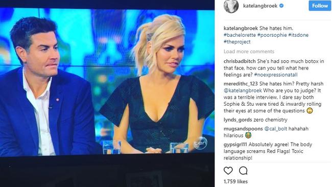 Kate Langbroek's Instagram post of Stu Laundy and Sophie Monk.