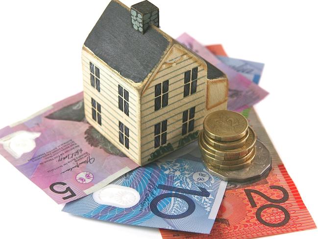 Home loan with dollars and coins from Australia. housing, Australian money, generic property