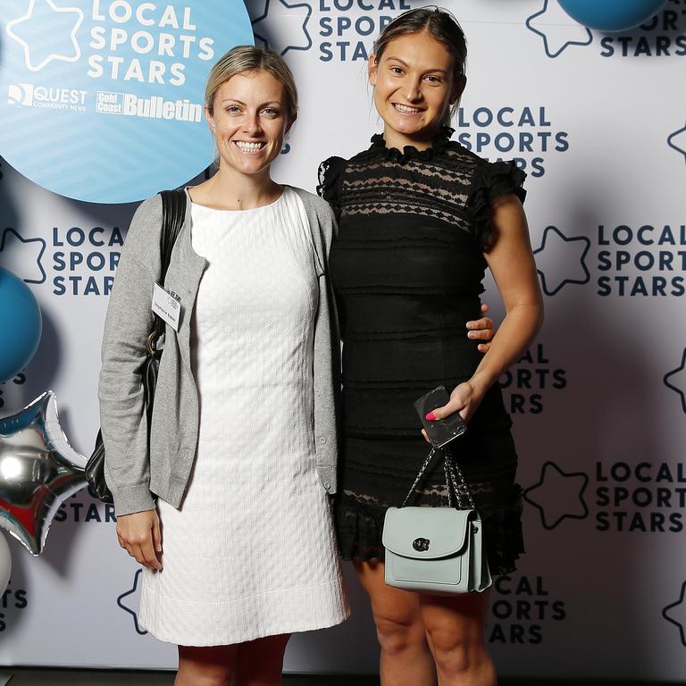 Steph Baker and Jade Smith posing at the Quest Local Sports Stars Award at the Queensland Cricketers Club. PHOTO: J&amp;A Photography