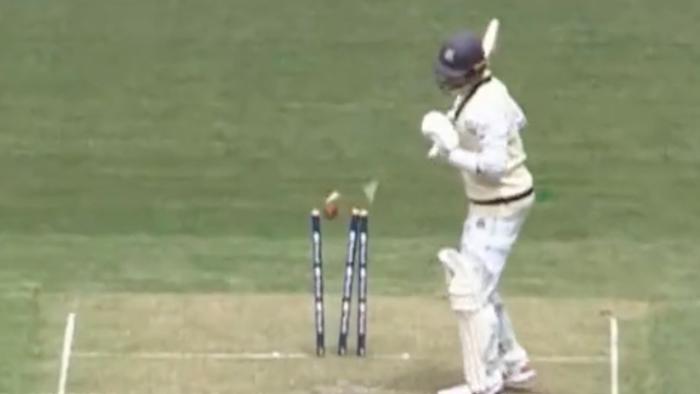 Peter Handscomb backed away from his wicket extremely late. Picture: Supplied