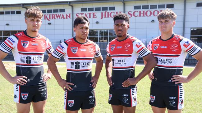 Kirwan Bears brothers. Left to right: Heath Bethel, Taakoi Benioni, Davidson Benioni, Zane Bethel. Picture: Courtney Thomson / Kirwan SHS