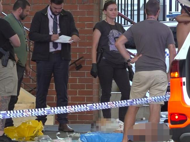 One died on the footpath outside Blacktown Police Station. Picture: TVN