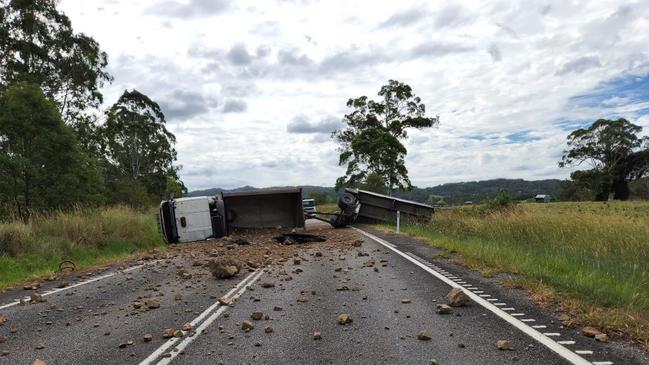 The scene of a truck crash in Eerwah Vale on the Sunshine Coast.