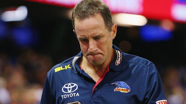 Don Pike walks off after the Crows’ defeat. (Photo by Michael Dodge/Getty Images)