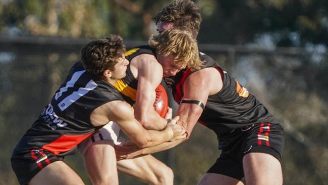 MPFNL: Action from the clash between Frankston Bombers and Dromana. Picture: Valeriu Campan