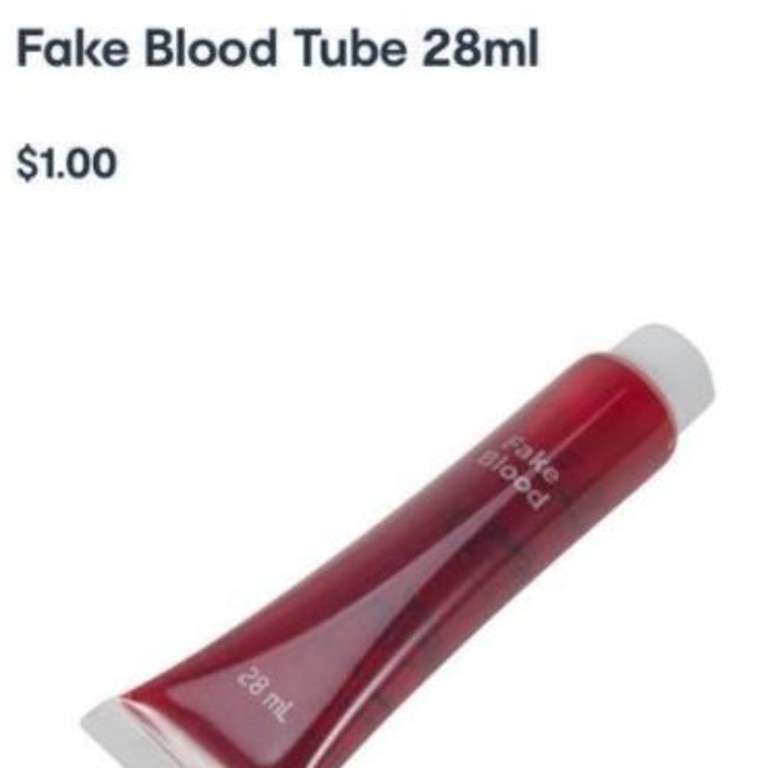 At $1 Kmart's fake blood is a bargain but shoppers warned it will leave its mark. Picture: Kmart.