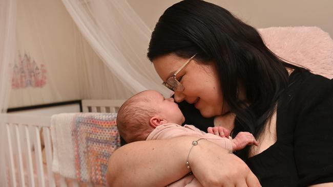 Cutest winter baby nominee Izabella Wakefield with mum Natalie. Picture: Keryn Stevens