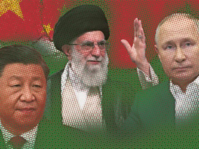 Triple threat: Chinese President Xi Jinping, Iranian Supreme Leader Ali Khamenei and Russian President Vladimir Putin.